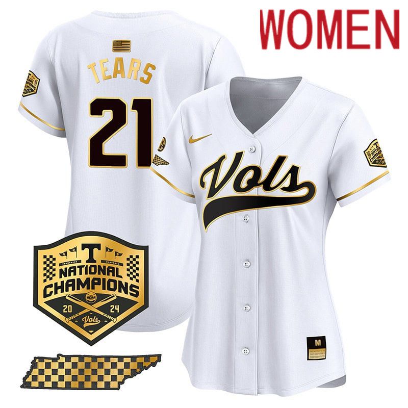 Women Tennessee Volunteers #21 Tears White 2024 Nike Champions Vapor Premier Limited NCAA Jersey style 1->women nfl jersey->Women Jersey